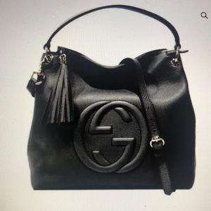 New Authentic Gucci Soho Black Hobo Leather Shoulder Bag. 13.5x5.5x13.